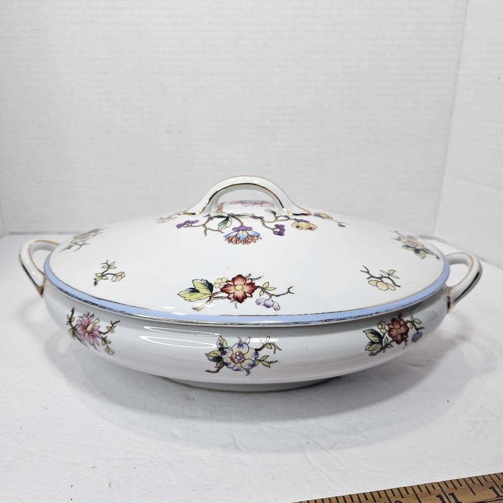 Vintage Rouen By Noritake Oval Covered Vegetable Bowl Floral